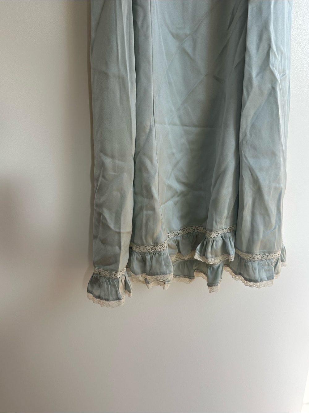 Light Blue Slip Maxi Dress with Ruffle Hem - Picture 4 of 7